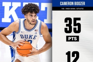 青出于蓝！卡洛斯·布泽尔大学94场才拿到30+10 他儿子4场就搞定