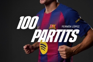 26球15助！费尔明达成巴萨生涯百场里程碑，俱乐部晒海报祝贺