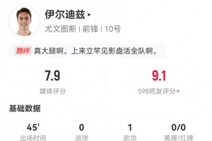 替补策动3球！伊尔迪兹本场1助攻+2造良机 4射3正+8过人5成功