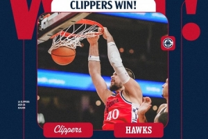 8中6砍下14分17板5助！快船官推晒赢球海报：祖巴茨封面人物